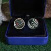 Fordite Cufflinks - 18 Round x 2mm Thick - Silver Colored Titainum          (294) - Image 3