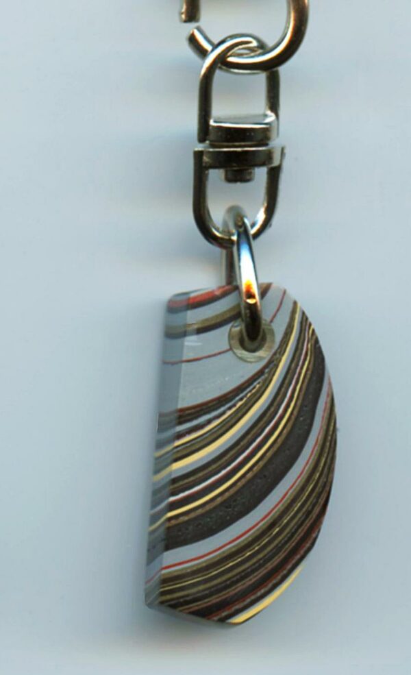 Fordite Keychain - Military Fordite - 31.16mm x 14.8mm x 7.18mm          (2969)