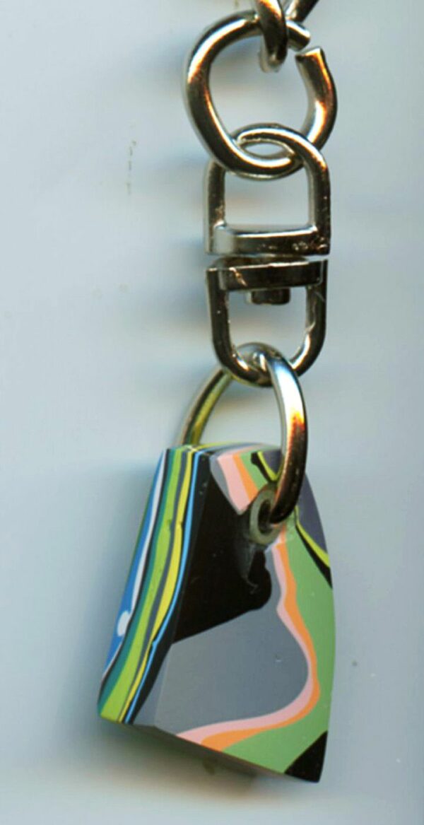 Fordite Keychain - Premium Fordite - 22.73mm x 16.23mm x 6.14mm          (2978)