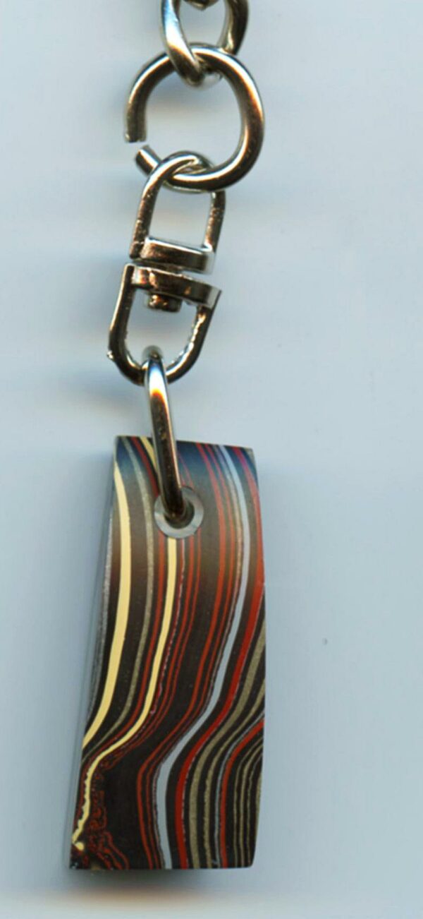 Fordite Keychain - Military Fordite - 32.66mm x 13.29mm x 9.33mm          (2984)