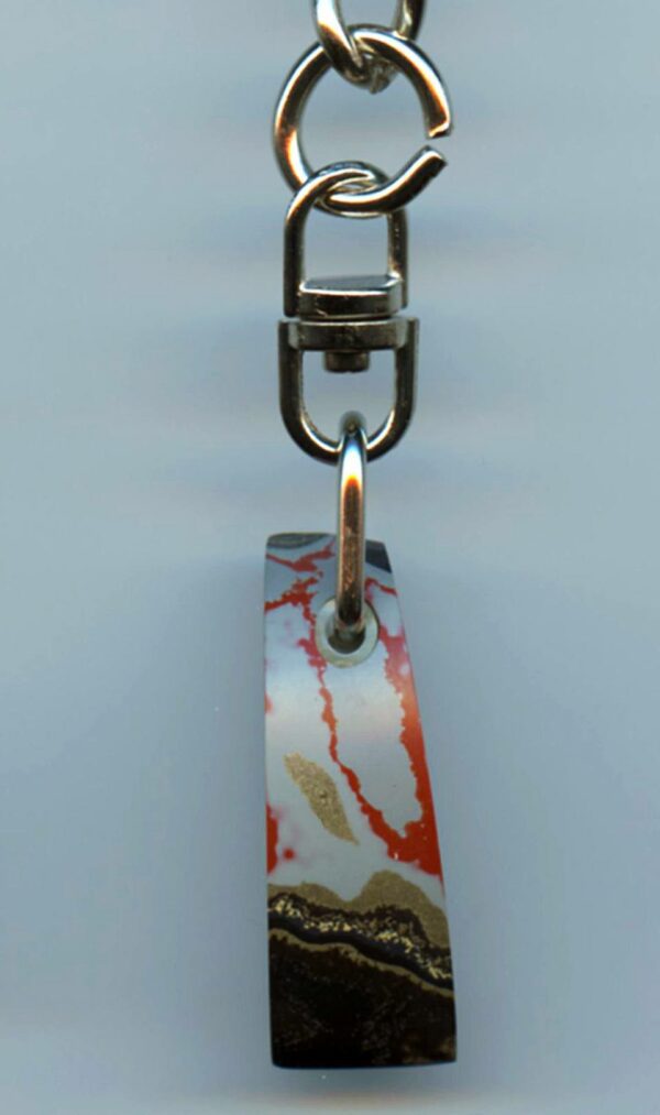 Fordite Keychain - Military Fordite - 31.53mm x 12.3mm x 11.12mm          (3026) - Image 2