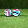 Fordite Cufflinks - 18 Round x 2mm Thick - Silver Colored Titainum          (302) - Image 3