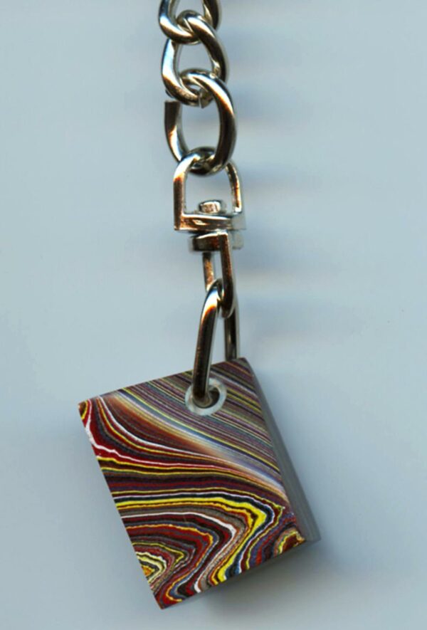 Fordite Keychain - Corvette Fordite - 23.16mm x 17.49mm x 8.88mm          (3035)