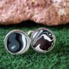 Fordite Cufflinks - 15 Round x 2mm Thick - Silver Colored Titainum          (304) - Image 2