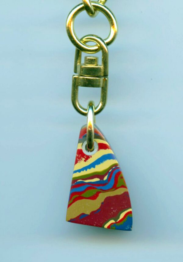 Fordite Keychain - Premium Fordite - 23.42mm x 15.12mm x 11.25mm          (3057)