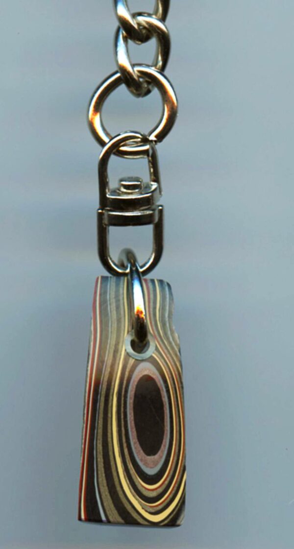 Fordite Keychain - Military Fordite - 30.11mm x 11.94mm x 10.1mm          (3062)