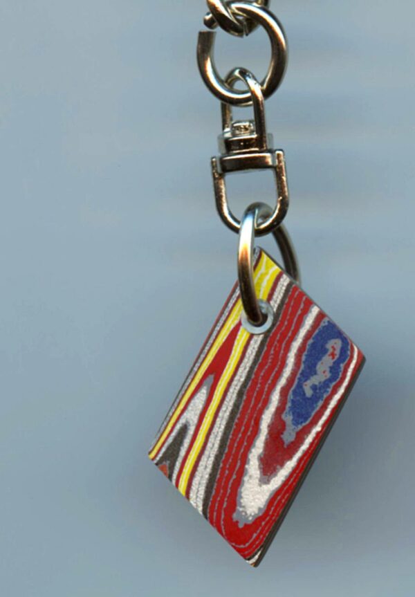 Fordite Keychain - Corvette Fordite - 24.68mm x 18.14mm x 2.33mm          (3070)