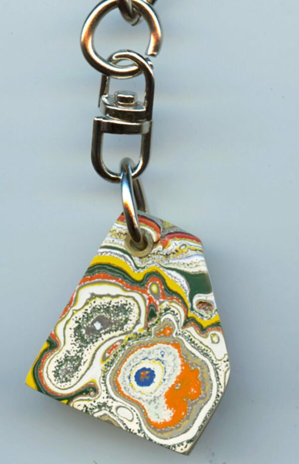 Fordite Keychain - From Late 70's to Mid 80's - 28.47mm x 24.38mm x 9.17mm          (3073)