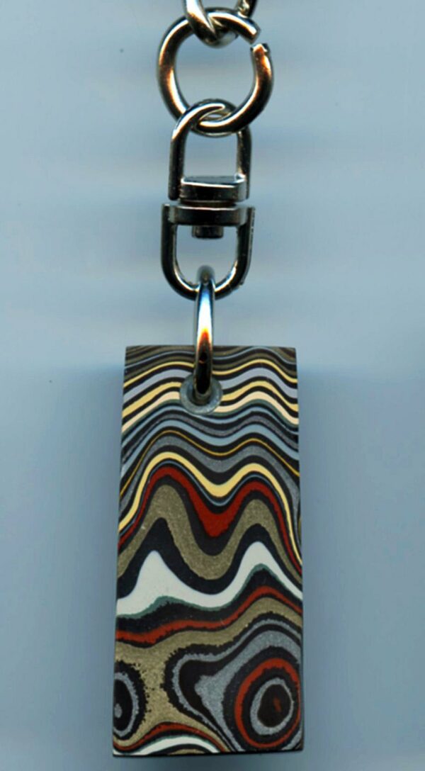 Fordite Keychain - Military Fordite - 37.12mm x 17.62mm x 6.67mm          (3103)