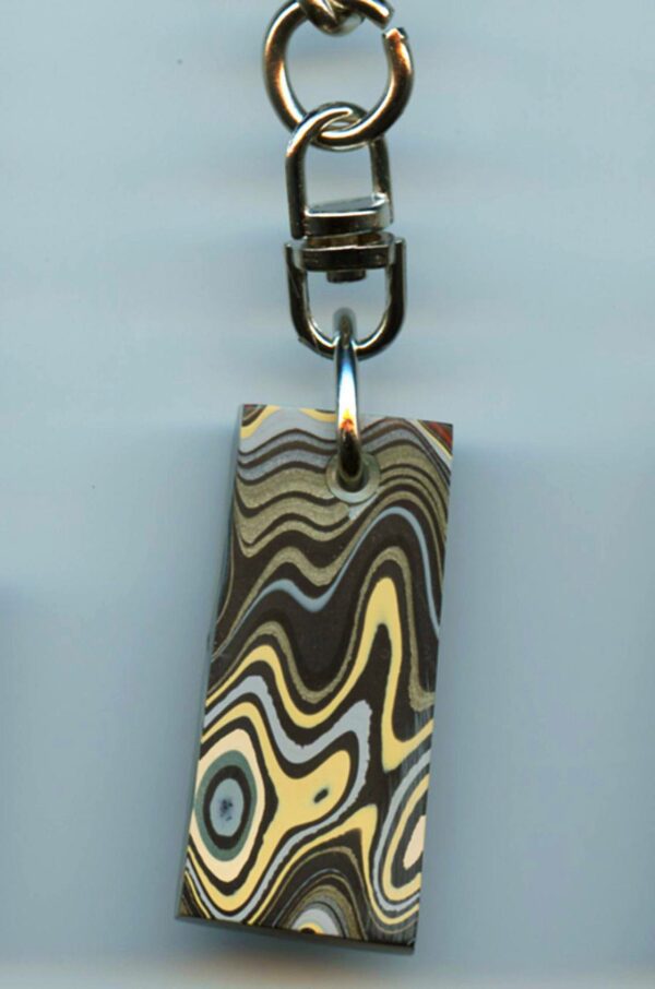 Fordite Keychain - Military Fordite - 37.12mm x 17.62mm x 6.67mm          (3103) - Image 2