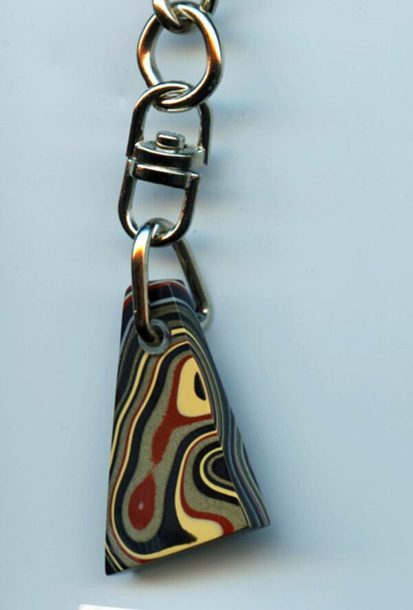 Fordite Keychain - Military Fordite - 29.61mm x 12.55mm x 5.67mm          (3105)