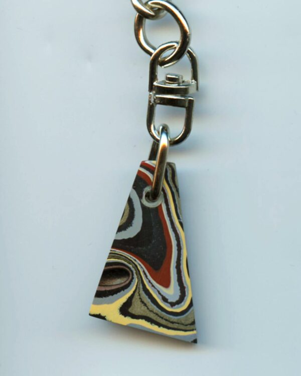 Fordite Keychain - Military Fordite - 29.61mm x 12.55mm x 5.67mm          (3105) - Image 2