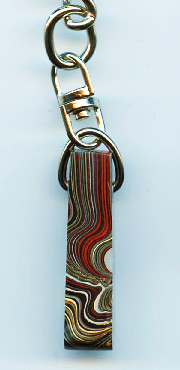 Fordite Keychain - Military Fordite - 37.42mm x 13.19mm x 9.49mm          (3108)