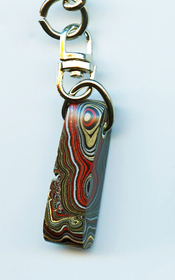 Fordite Keychain - Military Fordite - 34.88mm x 9.88mm x 9.81mm          (3109)