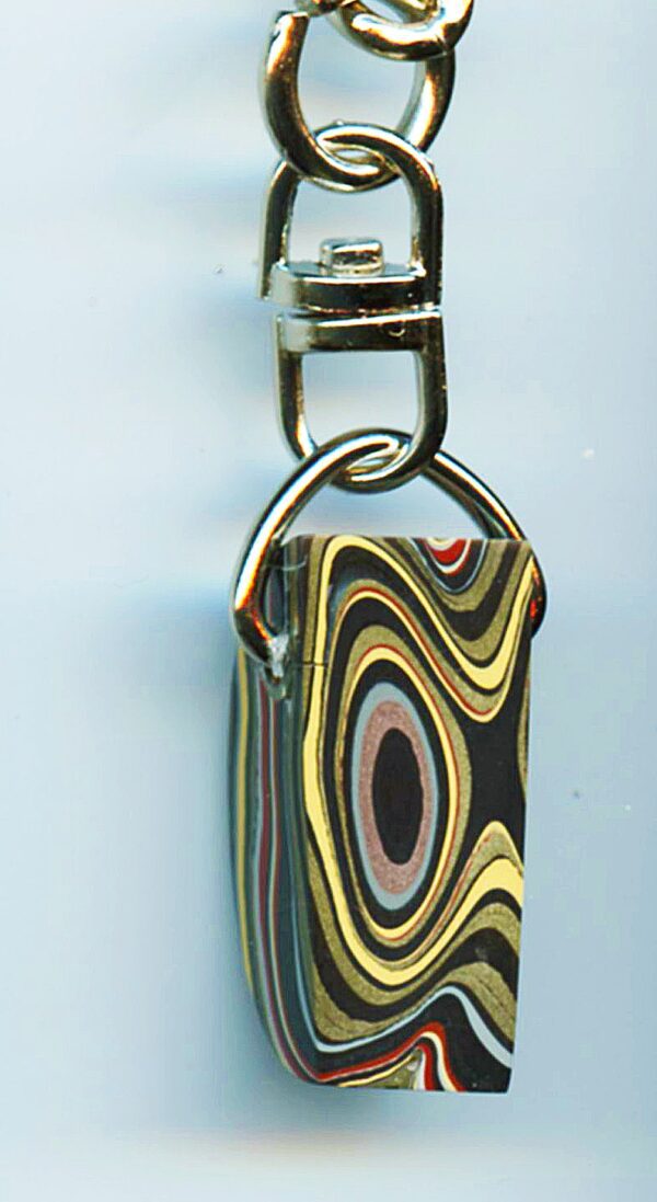 Fordite Keychain - Military Fordite - 27.5mm x 11.72mm x 6.5mm          (3110)