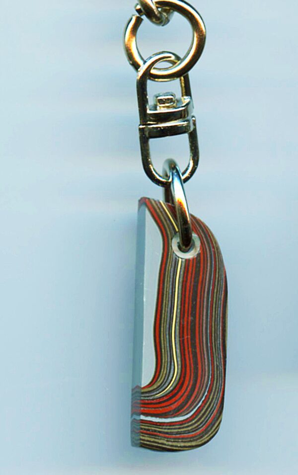 Fordite Keychain - Military Fordite - 33.94mm x 12.11mm x 6.61mm          (3116)
