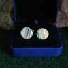 Fordite Cufflinks - Premium Fordite - 15 Round x 2mm Thick - Silver Colored Titainum          (311) - Image 3