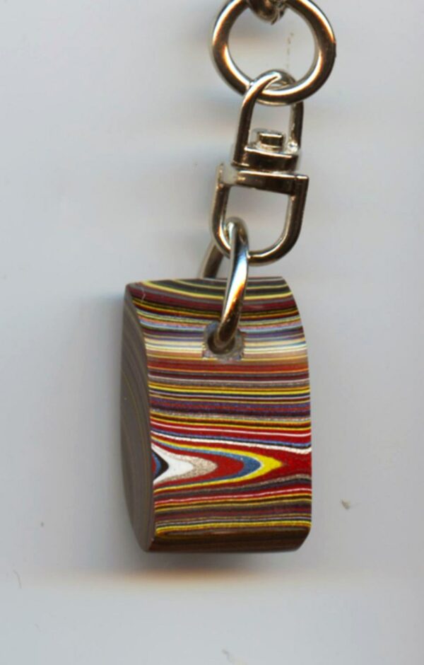 Fordite Keychain - Corvette Fordite - 25.44mm x 15.89mm x 9.06mm          (3128)