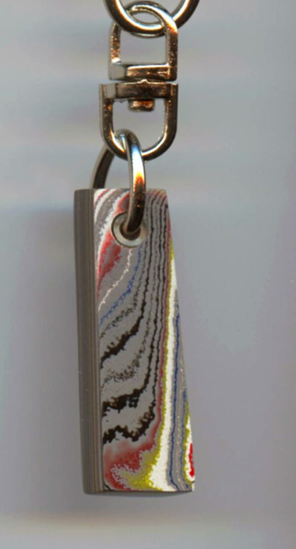 Fordite Keychain - Corvette Fordite - 35.3mm x 10.14mm x 6.74mm          (3130)