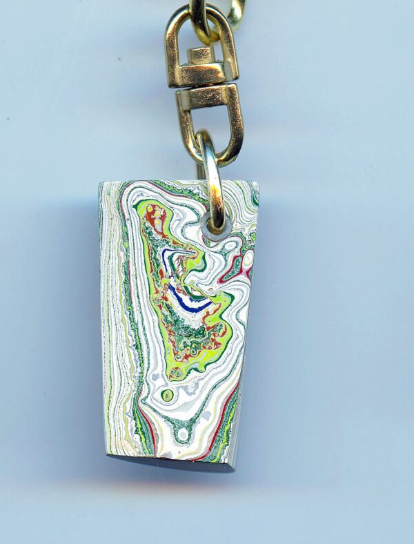 Fordite Keychain - Premium Fordite - 33.8mm x 16.73mm x 8.68mm          (3134)