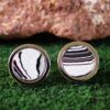 Fordite Cufflinks - 16 Round x 2mm Thick - Silver Colored Titainum          (319) - Image 2