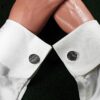 Fordite Cufflinks - Corvette Fordite - 16 Round x 2mm Thick - Silver Colored Titainum          (324)