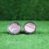 Fordite Cufflinks - Corvette Fordite - 16 Round x 2mm Thick - Silver Colored Titainum          (324) - Image 3