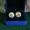 Fordite Cufflinks - 16 Round x 2mm Thick - Silver Colored Titainum          (325) - Image 3