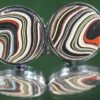 Fordite Cufflinks - Military Fordite - 25 Round x 2mm Thick - Silver Colored Titainum          (329) - Image 2