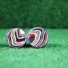Fordite Cufflinks - Military Fordite - 25 Round x 2mm Thick - Silver Colored Titainum          (329) - Image 3