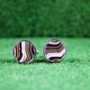 Fordite Cufflinks - Military Fordite - 15 Round x 2mm Thick - Silver Colored Titainum          (335) - Image 3
