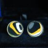 Fordite Cufflinks - 18 Round x 2mm Thick - Silver Colored Titainum          (345) - Image 2