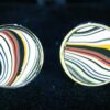 Fordite Cufflinks - 15 Round x 2mm Thick - Silver Colored Titainum          (346)