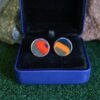 Fordite Cufflinks - 18 Round x 1mm Thick - Silver Colored Brass          (349) - Image 3