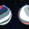 Fordite Cufflinks - 18 Round x 1mm Thick - Black Colored Brass          (353)