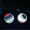 Fordite Cufflinks - 18 Round x 1mm Thick - Black Colored Brass          (353) - Image 2