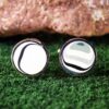 Fordite Cufflinks - 15 Round x 2mm Thick - Silver Colored Titainum          (354) - Image 2