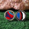 Fordite Cufflinks - 16 Round x 2mm Thick - Silver Colored Titainum          (359) - Image 2