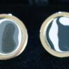 Fordite Cufflinks - 16 Round x 2mm Thick - Silver Colored Titainum          (360)