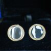 Fordite Cufflinks - 16 Round x 2mm Thick - Silver Colored Titainum          (360) - Image 2