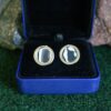 Fordite Cufflinks - 16 Round x 2mm Thick - Silver Colored Titainum          (360) - Image 3
