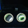 Fordite Cufflinks - 16 Round x 2mm Thick - Silver Colored Titainum          (361) - Image 2