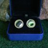 Fordite Cufflinks - 16 Round x 2mm Thick - Silver Colored Titainum          (361) - Image 3