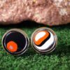 Fordite Cufflinks - 15 Round x 3mm Thick - Silver Colored Titainum          (363) - Image 2