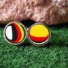 Fordite Cufflinks - 15 Round x 3mm Thick - Silver Colored Titainum          (365) - Image 2