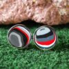 Fordite Cufflinks - 15 Round x 3mm Thick - Silver Colored Titainum          (366) - Image 2