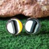 Fordite Cufflinks - 25 Round x 3mm Thick - Silver Colored Titainum          (369) - Image 2
