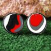 Fordite Cufflinks - 18 Round x 1mm Thick - Silver Colored Brass          (370) - Image 2