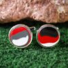 Fordite Cufflinks - 15 Round x 2mm Thick - Silver Colored Titainum          (373) - Image 2