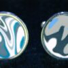 Fordite Cufflinks - 15 Round x 2mm Thick - Silver Colored Titainum          (375)